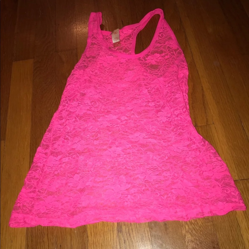 Pink lace tank top